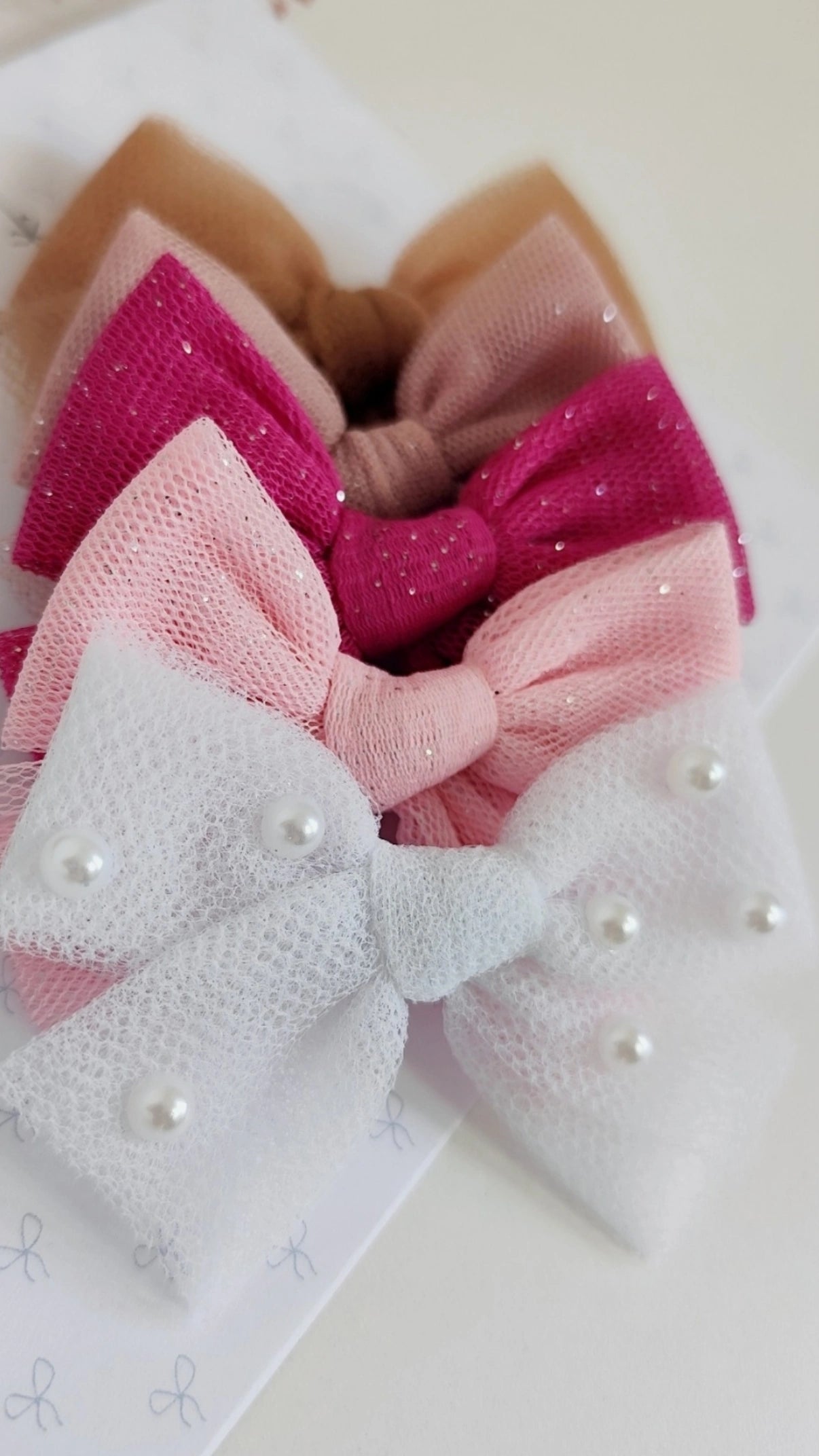 Kit 5 Laços Tule Premium Glitter